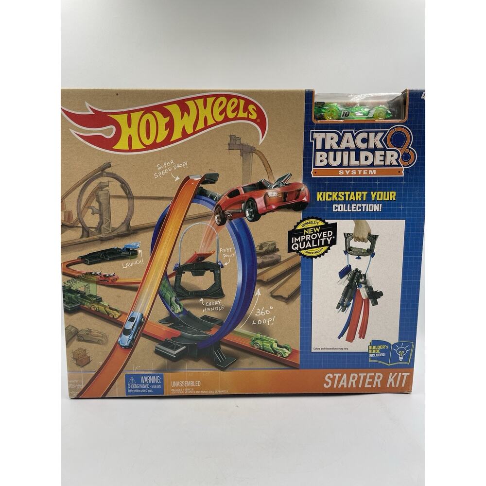 Hot Wheels Track Builder STUNT Kit Track Set + Car - Build Your Own Stunts *NEW*